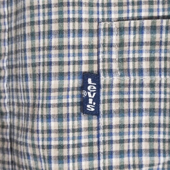 Levi Strauss button down shirt men's size XL blue grey white plaid - Picture 6 of 13